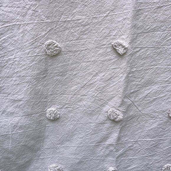 POTTERY BARN TEEN Shower Curtain Gray Tufted Dot Cotton Circles 72 x 72 inches - Picture 2 of 9